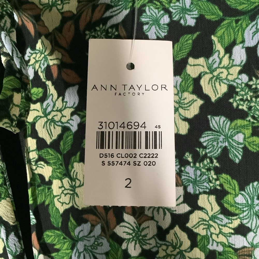 ANN TAYLOR Green Floral Tiered Dress Long Sleeve Midi NEW Ditsy Career Boho 2 - Picture 9 of 13